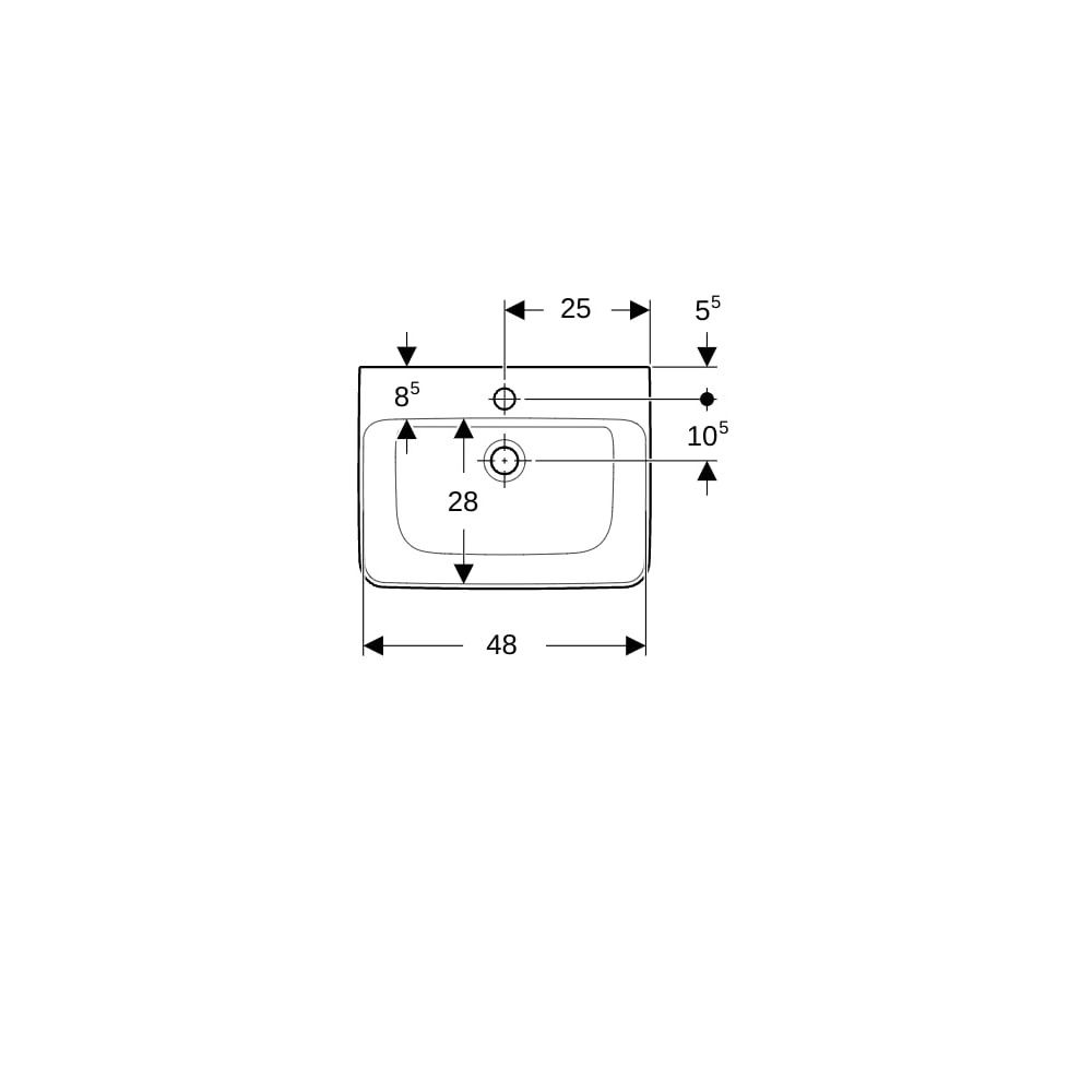 Geberit Renova Plan Handwaschbecken mit asymmetrischem Überlauf, 50x16,5x38cm, Hahnl... GEBERIT-501629001 4025410858344 (Abb. 7)
