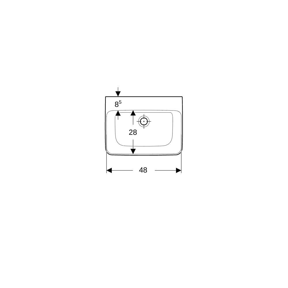 Geberit Renova Plan Handwaschbecken mit asymmetrischem Überlauf, 50x16,5x38cm, ohne ... GEBERIT-501631001 4025410858146 (Abb. 7)