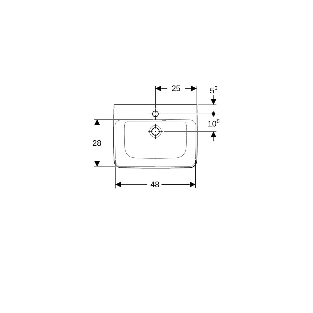 Geberit Renova Plan Aufsatzhandwaschbecken, asymmetrischem Überl. B 50cm T 38cm Hahn... GEBERIT-501719008 4025410868480 (Abb. 7)
