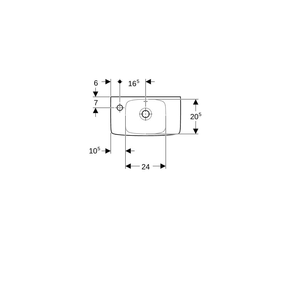Geberit Renova Compact Handwaschbecken Ablagefläche rechts verk Ausladung 45x14,5x25... GEBERIT-501731011 4025410869999 (Abb. 7)