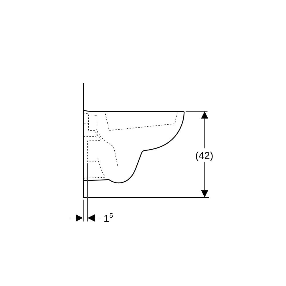 Geberit Renova Compact Wand-WC Tiefspüler, verkürzte Ausladung Tiefe 48cm, Weiß/Kera... GEBERIT-203245600 4022009288759 (Abb. 9)