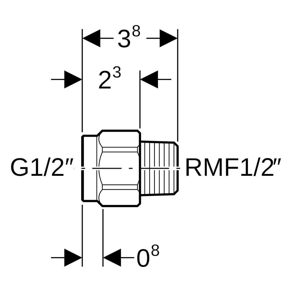 Geberit Übergang mit Außengewinde MF 1/2", Innengewinde, RMF 1/2", G 1/2", Rotguss b... GEBERIT-632006001 4025416155041 (Abb. 7)