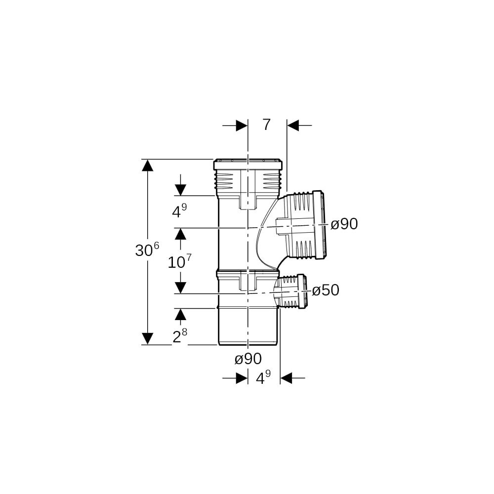 Geberit Silent-PP Kombibogenabzweig 87,5 Grad Außendurchmesser Außendurchmesser 90mm... GEBERIT-390456141 4025416153306 (Abb. 5)