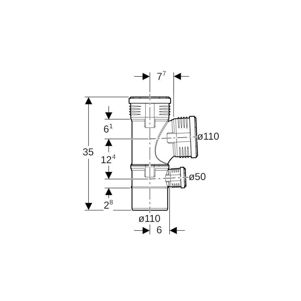 Geberit Silent-PP Kombibogenabzweig 87,5 Grad d 110mm, d1 110mm, d2 50mm... GEBERIT-390558141 4025416153337 (Abb. 5)