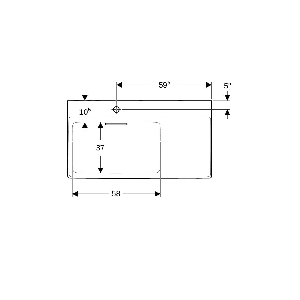 Geberit ONE Waschtisch Abgang horizontal Ablagefläche rechts 90x48cm Hahnloch links ... GEBERIT-505039001 4025410593924 (Abb. 7)
