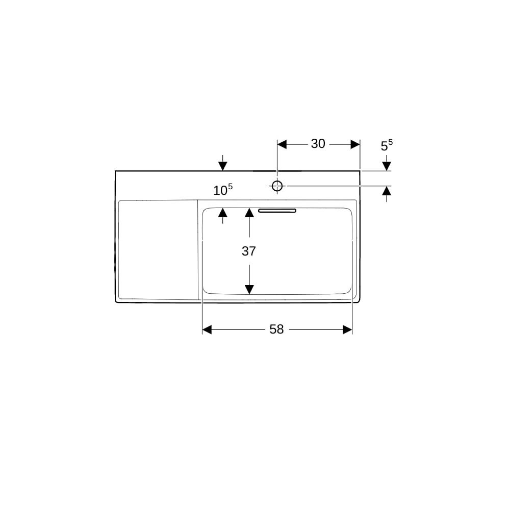 Geberit ONE Waschtisch Abgang horizontal Ablagefläche links 90x48cm Hahnloch rechts ... GEBERIT-505043001 4025410593948 (Abb. 7)