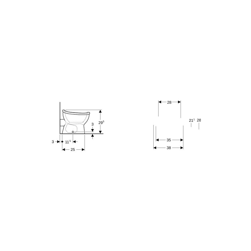 Geberit Bambini Stand-WC für Babys, Kleinkinder, Tiefspüler Tiefe 37,5cm, Weiß... GEBERIT-211650000 4022009021974 (Abb. 9)