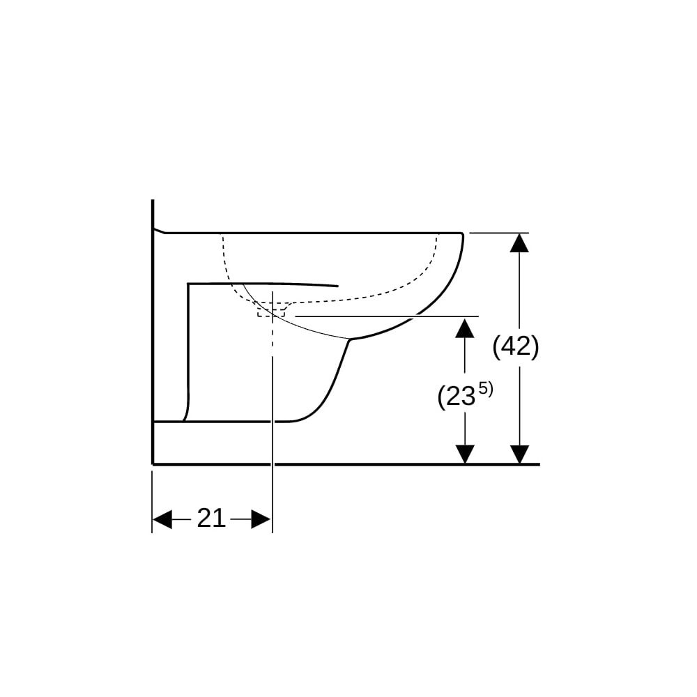 Geberit Renova Wandbidet Tiefe 55cm, Überlauf sichtbar, Weiß... GEBERIT-233040000 4022009285499 (Abb. 9)