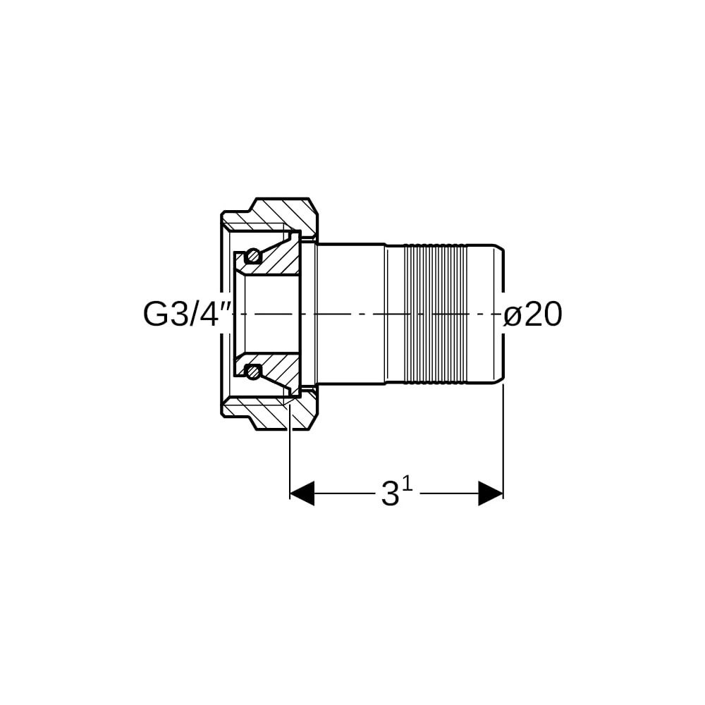 Geberit Verteilerabgang mit Steckende, für Eurokonus, d 20mm, G 3/4″, Rotguss bleifr... GEBERIT-651624001 4025416842309 (Abb. 5)