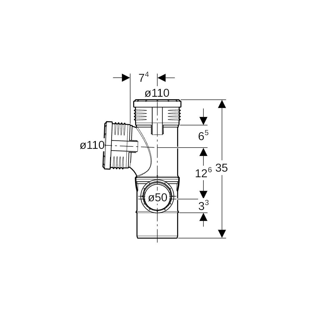 Geberit Silent-PP Kombibogeneckabzweig 87,5 Grad rechts d 110mm, d1 110mm, d2 50mm... GEBERIT-390565141 4025416296232 (Abb. 7)