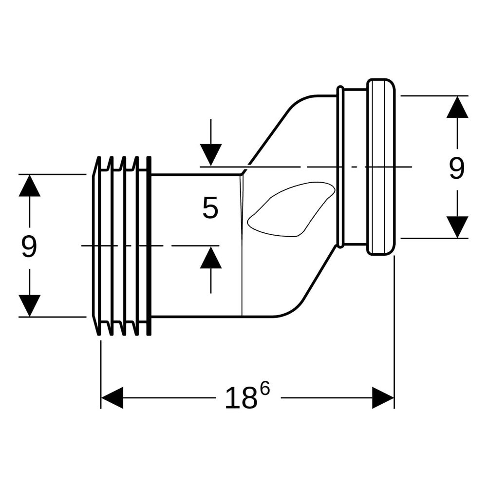 Geberit Anschlussstutzen für Wand-WC, 5cm etagiert, 90mm, PVC, Grau, 388352291... GEBERIT-388352291 4025416279099 (Abb. 9)