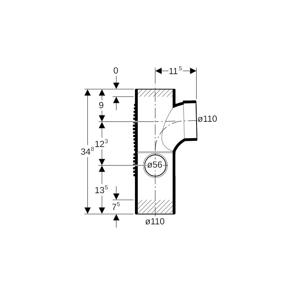 Geberit Silent db20 Kombibogeneckabzweig 88,5 Grad links d 110mm, d1 110mm, d2 56mm... GEBERIT-310117141 4025416296409 (Abb. 7)