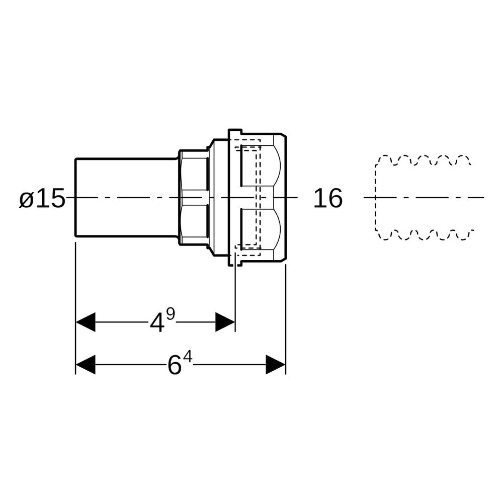 Geberit Mapress Übergang mit Klemmringverschraubung für Wellrohre, Einschubende Außendur... GEBERIT-22421 4024723224211 (Abb. 6)