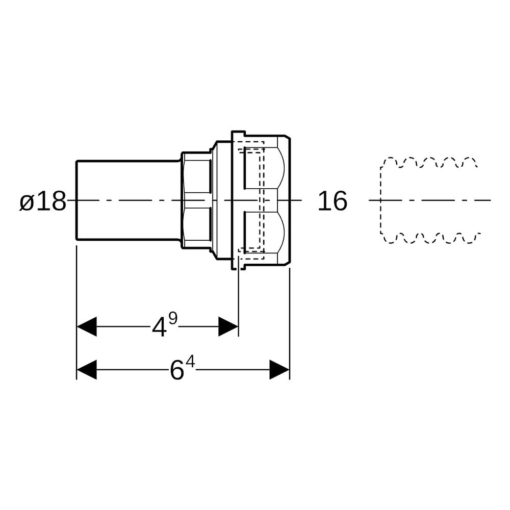 Geberit Mapress Übergang mit Klemmringverschraubung für Wellrohre, Einschubende Außendur... GEBERIT-22422 4024723224228 (Abb. 6)