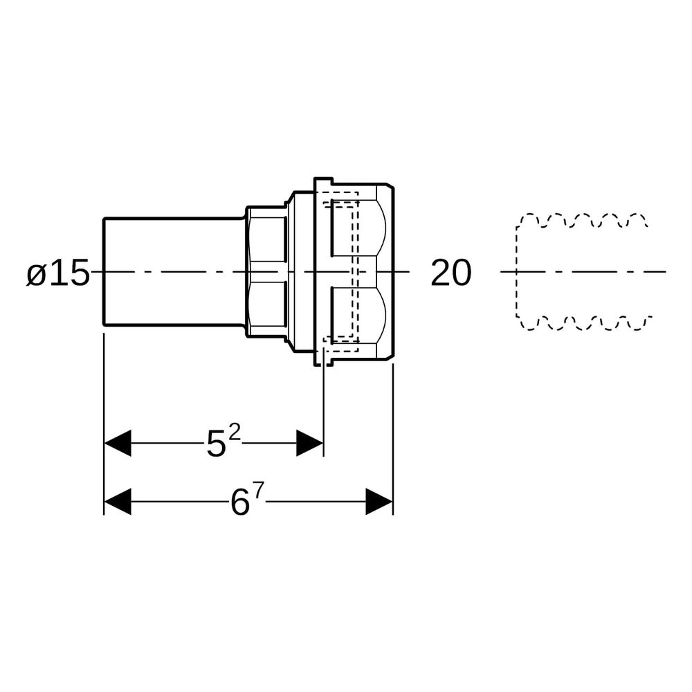 Geberit Mapress Übergang mit Klemmringverschraubung für Wellrohre, Einschubende Außendur... GEBERIT-22431 4024723224310 (Abb. 6)