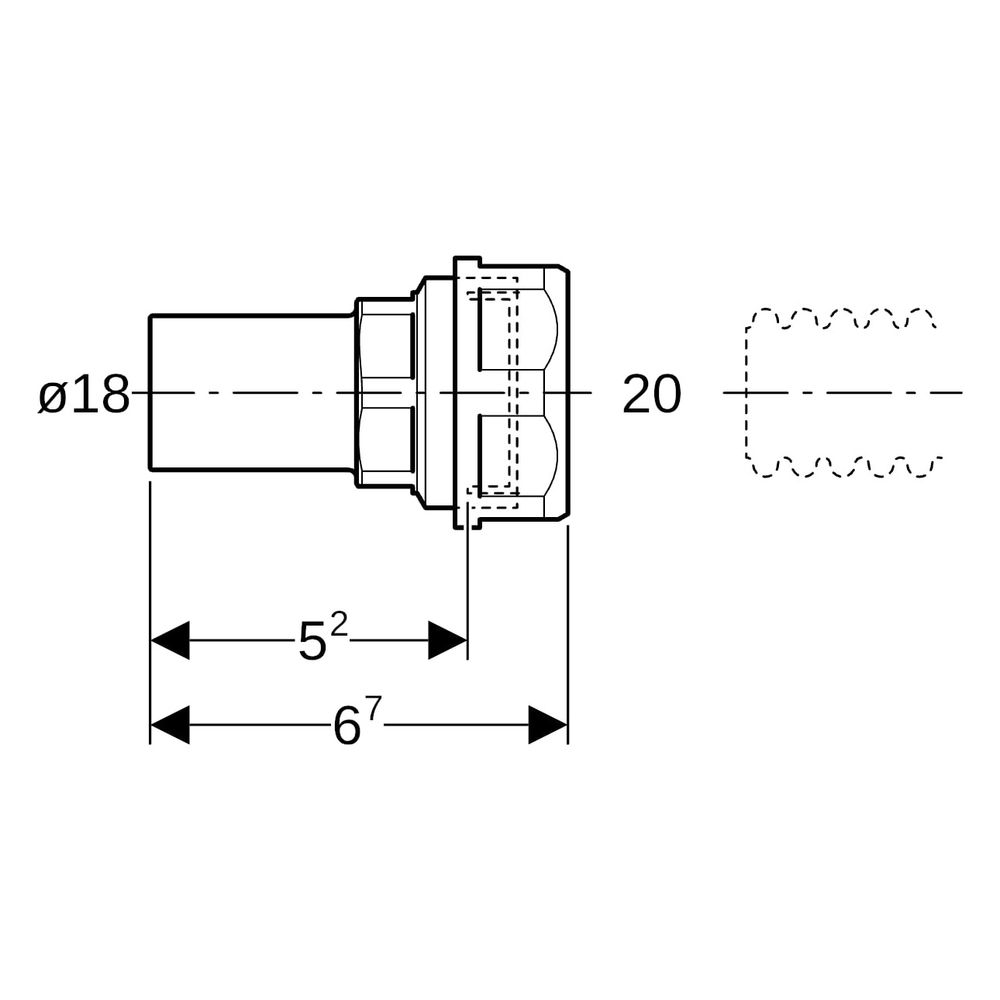 Geberit Mapress Übergang mit Klemmringverschraubung für Wellrohre, Einschubende Außendur... GEBERIT-22432 4024723224327 (Abb. 6)