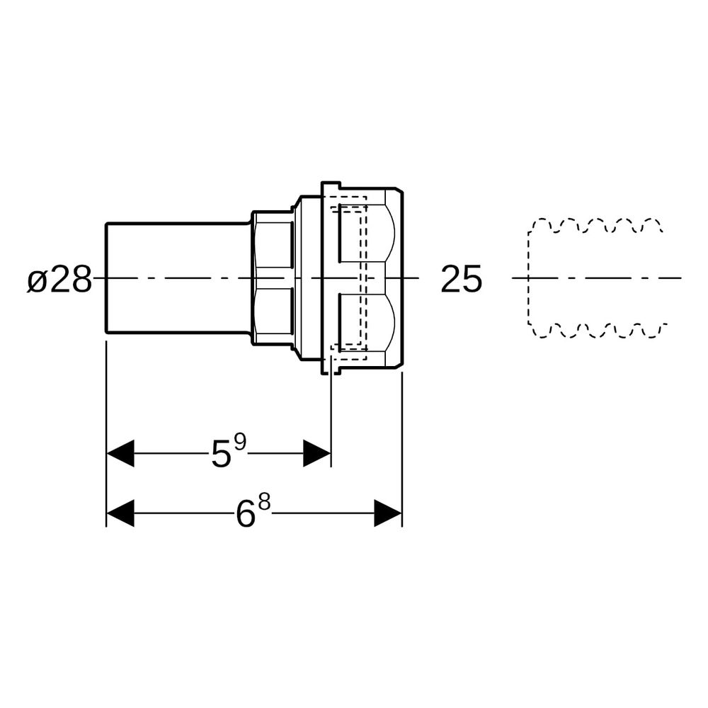 Geberit Mapress Übergang mit Klemmringverschraubung für Wellrohre, Einschubende Außendur... GEBERIT-22444 4024723224440 (Abb. 6)