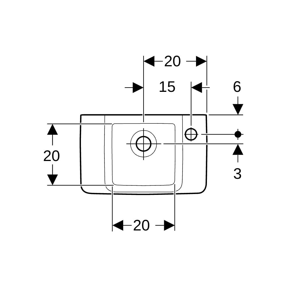 Geberit Renova Compact Handwaschbecken verkürzte Ausladung mit Ablagefläche 40x15x2... GEBERIT-272142600 4022009273915 (Abb. 10)