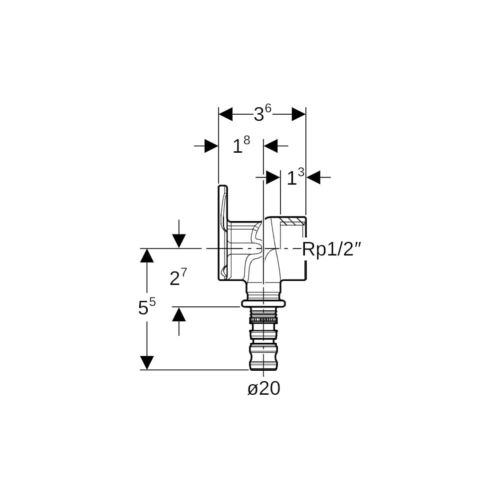 Geberit Mepla Anschlusswinkel 90 Grad, d 20mm, Rp 1/2″, L 3,6cm, Rotguss bleifrei... GEBERIT-602289005 4025416687214 (Abb. 5)