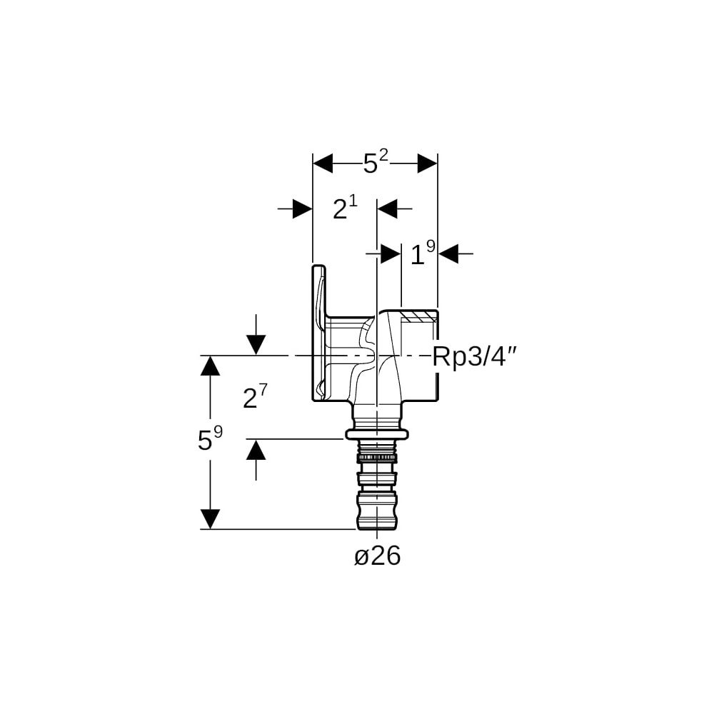 Geberit Mepla Anschlusswinkel 90 Grad, d 26mm, Rp 3/4″, L 5,2cm, Rotguss bleifrei... GEBERIT-603294005 4025416700081 (Abb. 5)