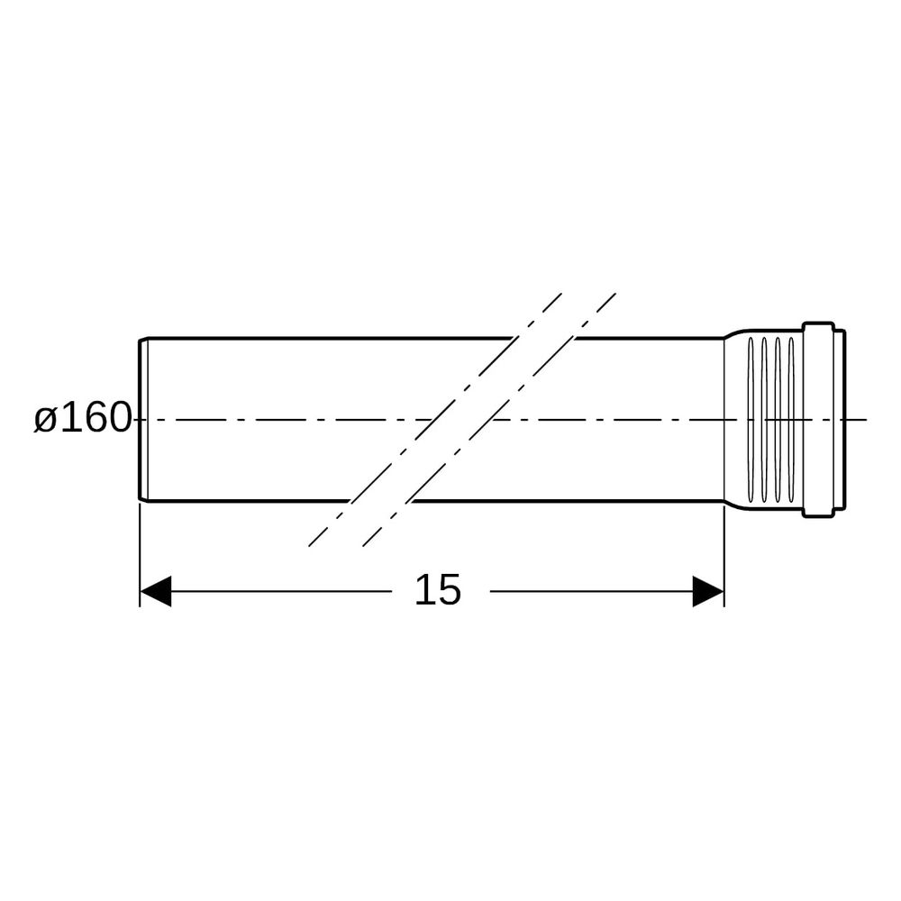 Geberit Silent-Pro Rohr mit Muffe Außendurchmesser 160mm, Länge 15cm, 393700141... GEBERIT-393700141 4025416450344 (Abb. 9)