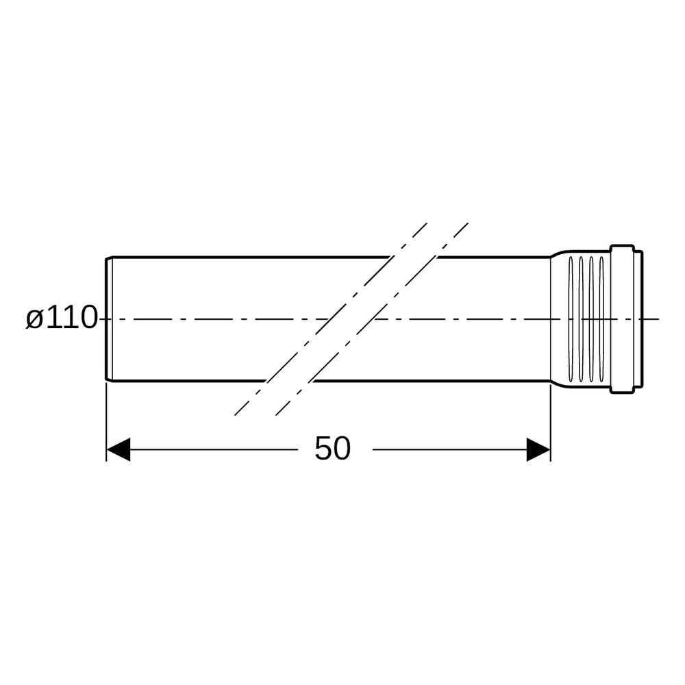 Geberit Silent-Pro Rohr mit Muffe Außendurchmesser 110mm, Länge 50cm, 393502141... GEBERIT-393502141 4025416450542 (Abb. 9)