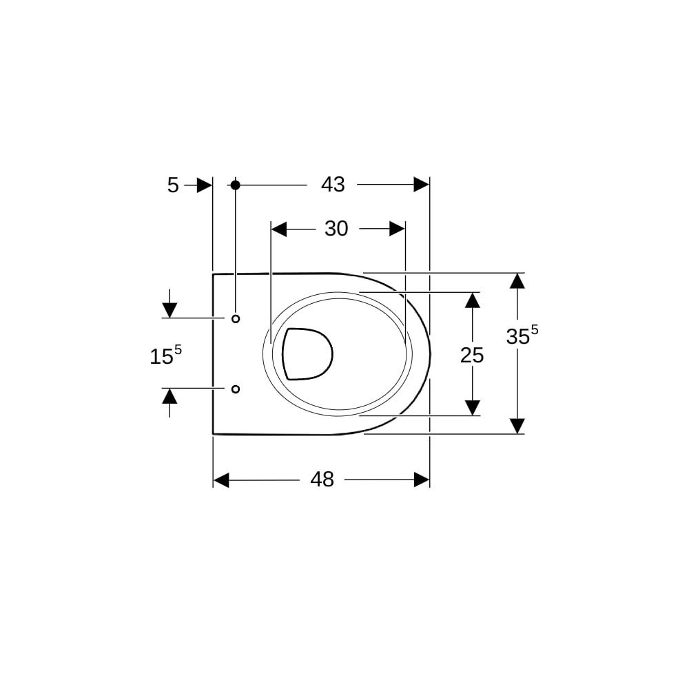 Geberit Renova Compact Wand-WC Tiefspüler, verkürzte Ausladung Tiefe 48cm, Weiß... GEBERIT-203245000 4022009288711 (Abb. 7)