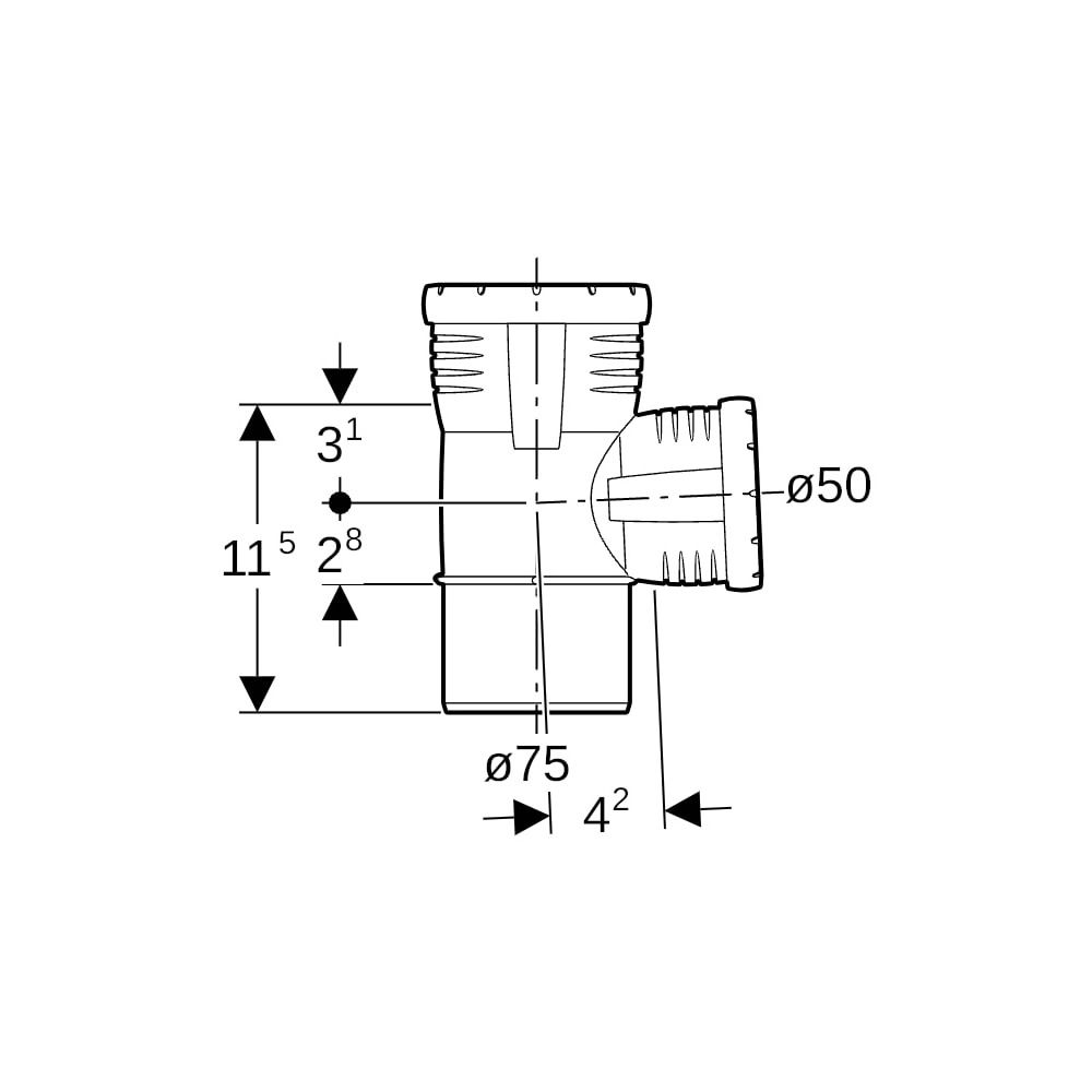 Geberit Silent-Pro Abzweig 87,5 Grad, d 75mm, d1 50mm... GEBERIT-393348141 4025416447917 (Abb. 5)