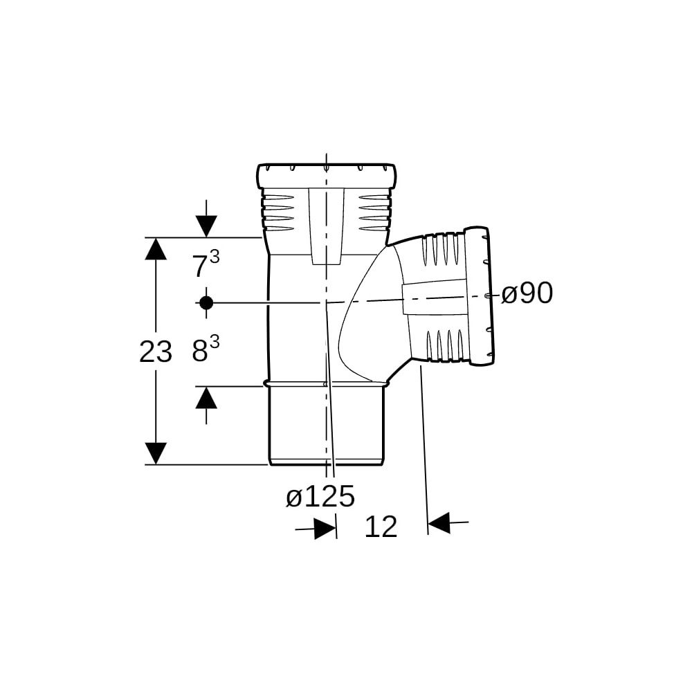 Geberit Silent-Pro Abzweig 87,5 Grad d 125mm, d1 90mm... GEBERIT-393650141 4025416453185 (Abb. 5)