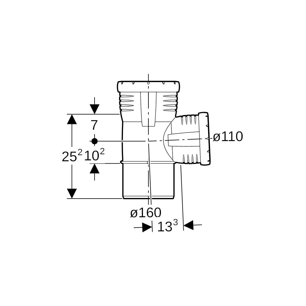 Geberit Silent-Pro Abzweig 87,5 Grad, d 160mm, d1 110mm... GEBERIT-393751141 4025416453284 (Abb. 5)
