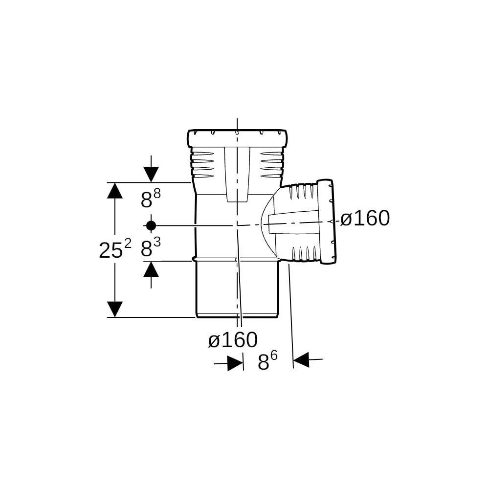 Geberit Silent-Pro Abzweig 87,5 Grad, d 160mm, d1 160mm... GEBERIT-393753141 4025416454366 (Abb. 5)