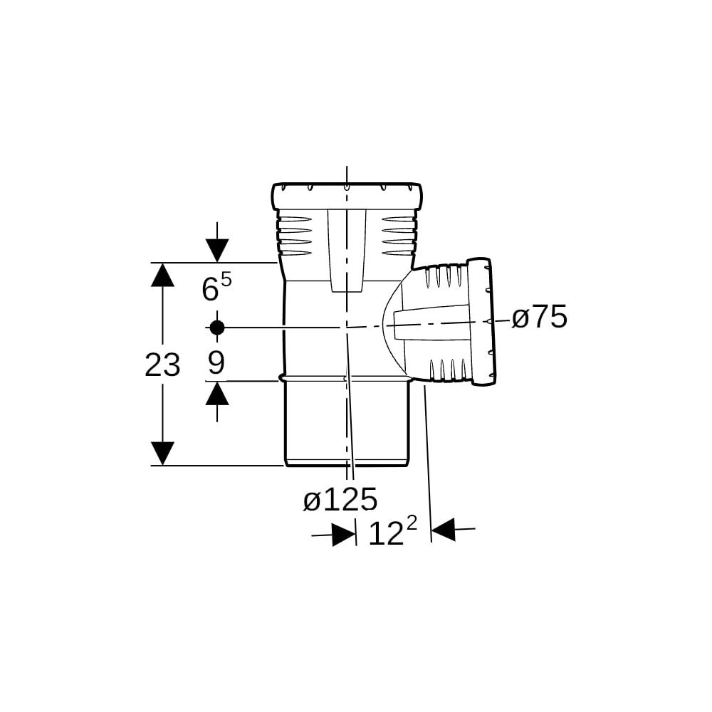 Geberit Silent-Pro Abzweig 87,5 Grad d 125mm, d1 75mm... GEBERIT-393654141 4025416448501 (Abb. 5)