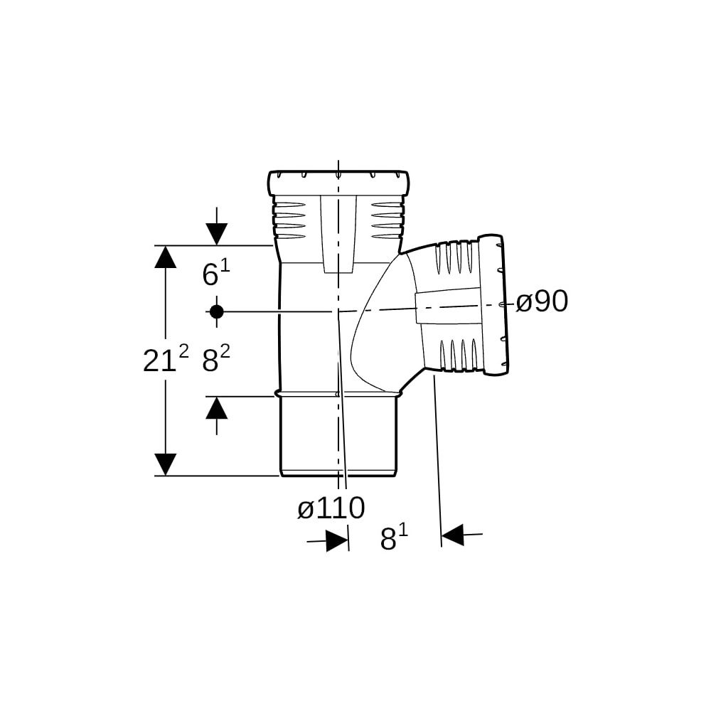 Geberit Silent-Pro Bogenabzweig 87,5 Grad d 110mm, d1 90mm... GEBERIT-393552141 4025416448471 (Abb. 5)