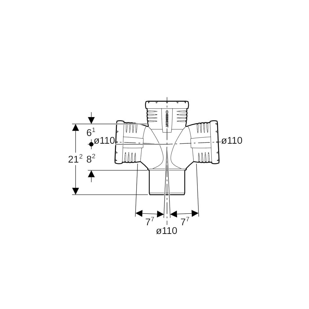 Geberit Silent-Pro Bogenabzweig 87,5 Grad zweifach d 110mm, d1 110mm, d2 110mm... GEBERIT-393566141 4025416463474 (Abb. 7)
