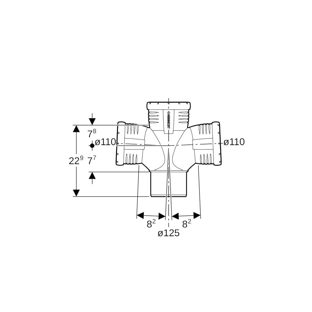 Geberit Silent-Pro Bogenabzweig 87,5 Grad zweifach d 125mm, d1 110mm, d2 110mm... GEBERIT-393665141 4025416463771 (Abb. 7)