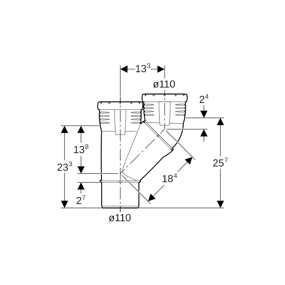 Geberit Silent-Pro Parallelabzweig 45 Grad d 110mm, d1 110mm... GEBERIT-393557141 4025416464792 (Abb. 5)