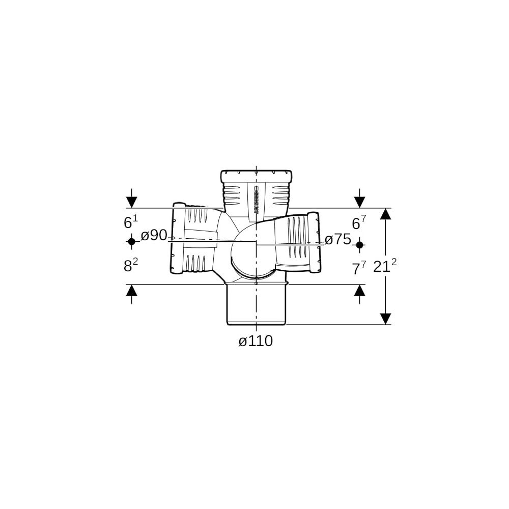 Geberit Silent-Pro Schachtbogenabzweig 87,5 Grad links d 110mm, d1 75mm, d2 90mm... GEBERIT-393554141 4025416456261 (Abb. 7)