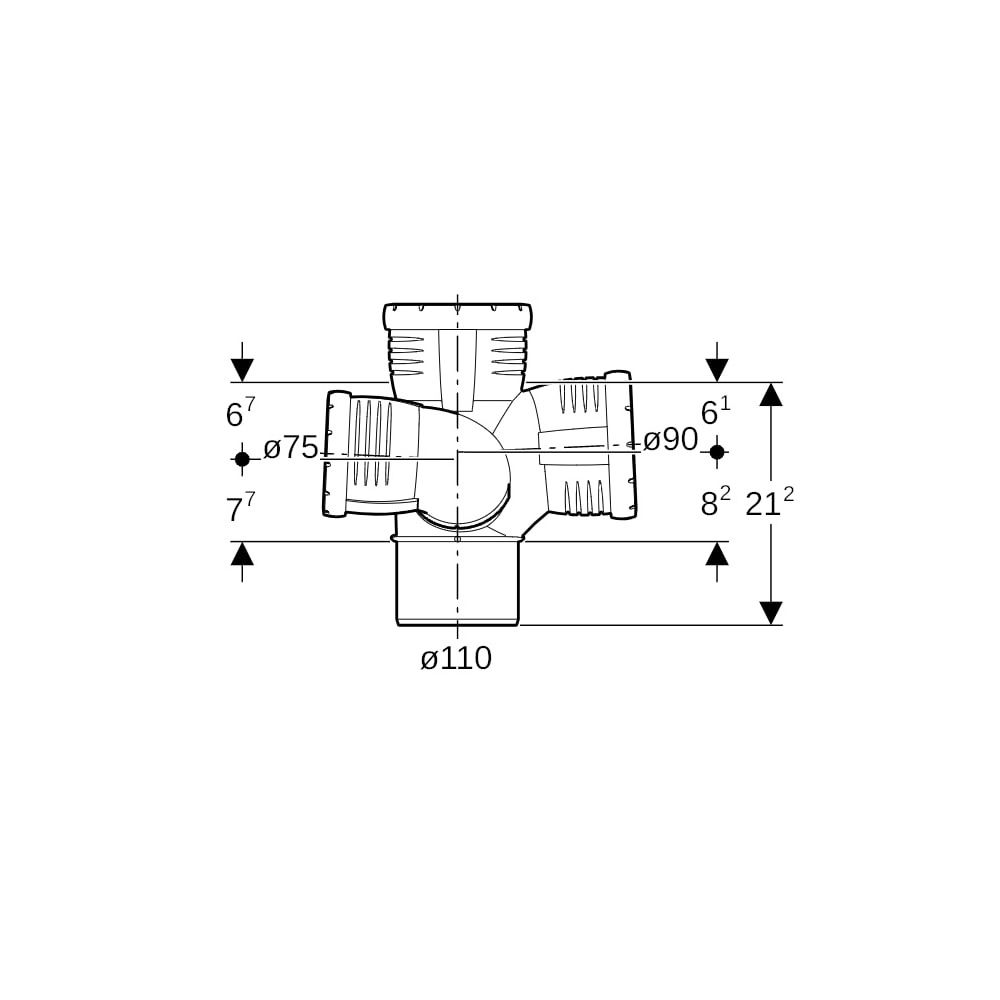 Geberit Silent-Pro Schachtbogenabzweig 87,5 Grad rechts d 110mm, d1 75mm, d2 90mm... GEBERIT-393553141 4025416457817 (Abb. 7)