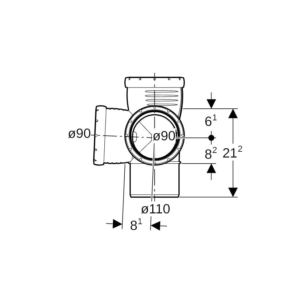 Geberit Silent-Pro Eckabzweig 87,5 Grad d 110mm, d1 90mm, d2 90mm... GEBERIT-393550141 4025416474647 (Abb. 7)
