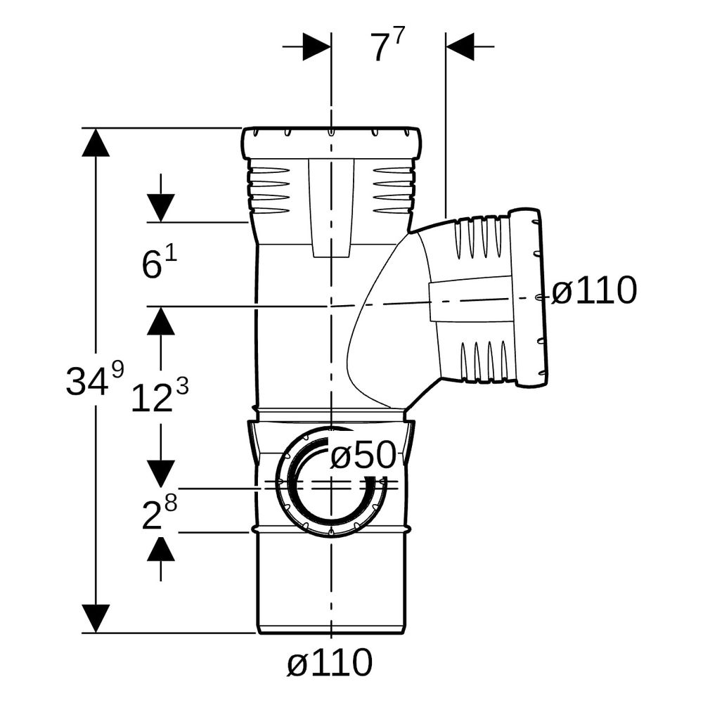 Geberit Silent-Pro Kombibogeneckabzweig 87,5 Grad links, D 110mm, D1 110mm, D2 50mm... GEBERIT-393578141 4025416461418 (Abb. 10)