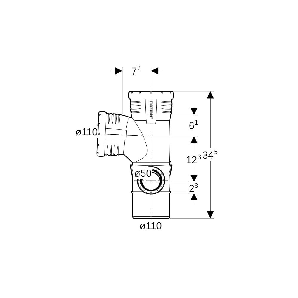 Geberit Silent-Pro Kombibogeneckabzweig 87,5 Grad rechts d 110mm, d1 110mm, d2 50mm... GEBERIT-393565141 4025416461449 (Abb. 7)