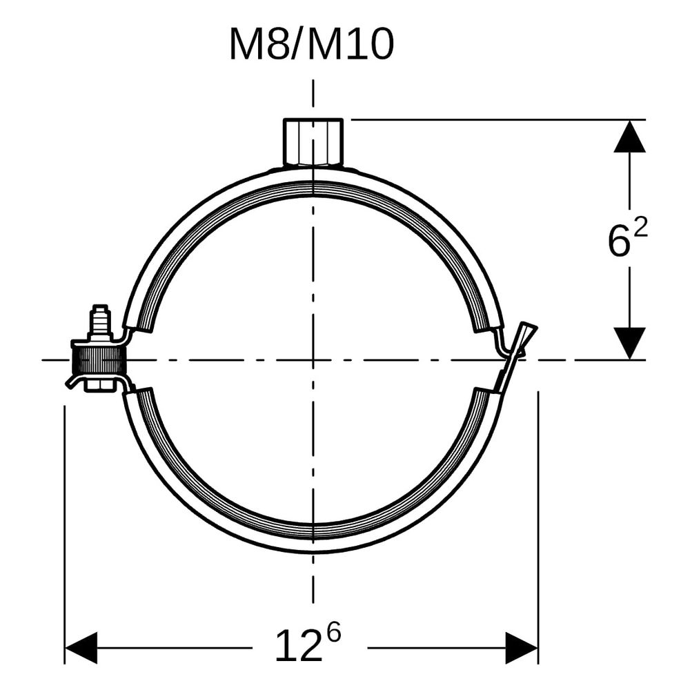 Geberit Rohrschelle, gedämmt, M8/M10, 75mm, Stahl, Zink, 393399261... GEBERIT-393399261 4025416474227 (Abb. 8)