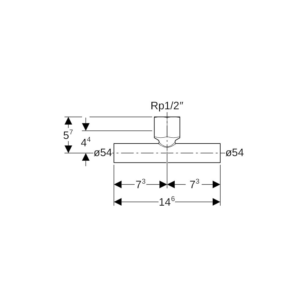 Geberit Mapress C-Stahl T-Stück mit Innengewinde, Einschubenden d 54mm, Rp 1/2″, d1 54mm... GEBERIT-21346 4024723213468 (Abb. 5)