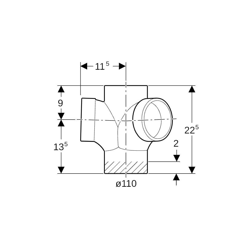 Geberit Silent db20 Bogeneckabzweig 88,5 Grad, 135 Grad d 110mm, d1 110mm... GEBERIT-310105141 4025416482369 (Abb. 7)