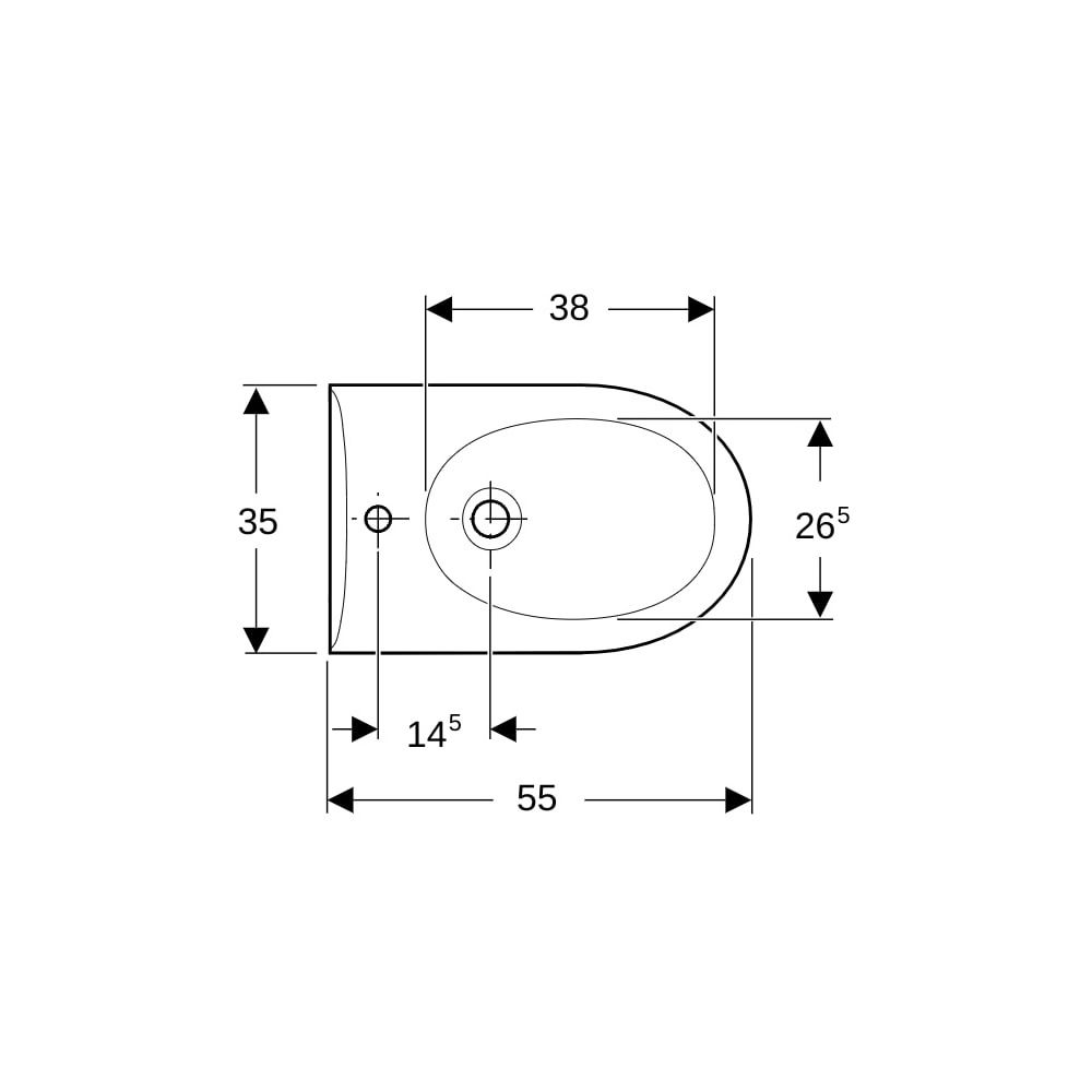 Geberit Renova Wandbidet Tiefe 55cm, Überlauf sichtbar, Weiß/KeraTect... GEBERIT-233040600 4022009285536 (Abb. 7)