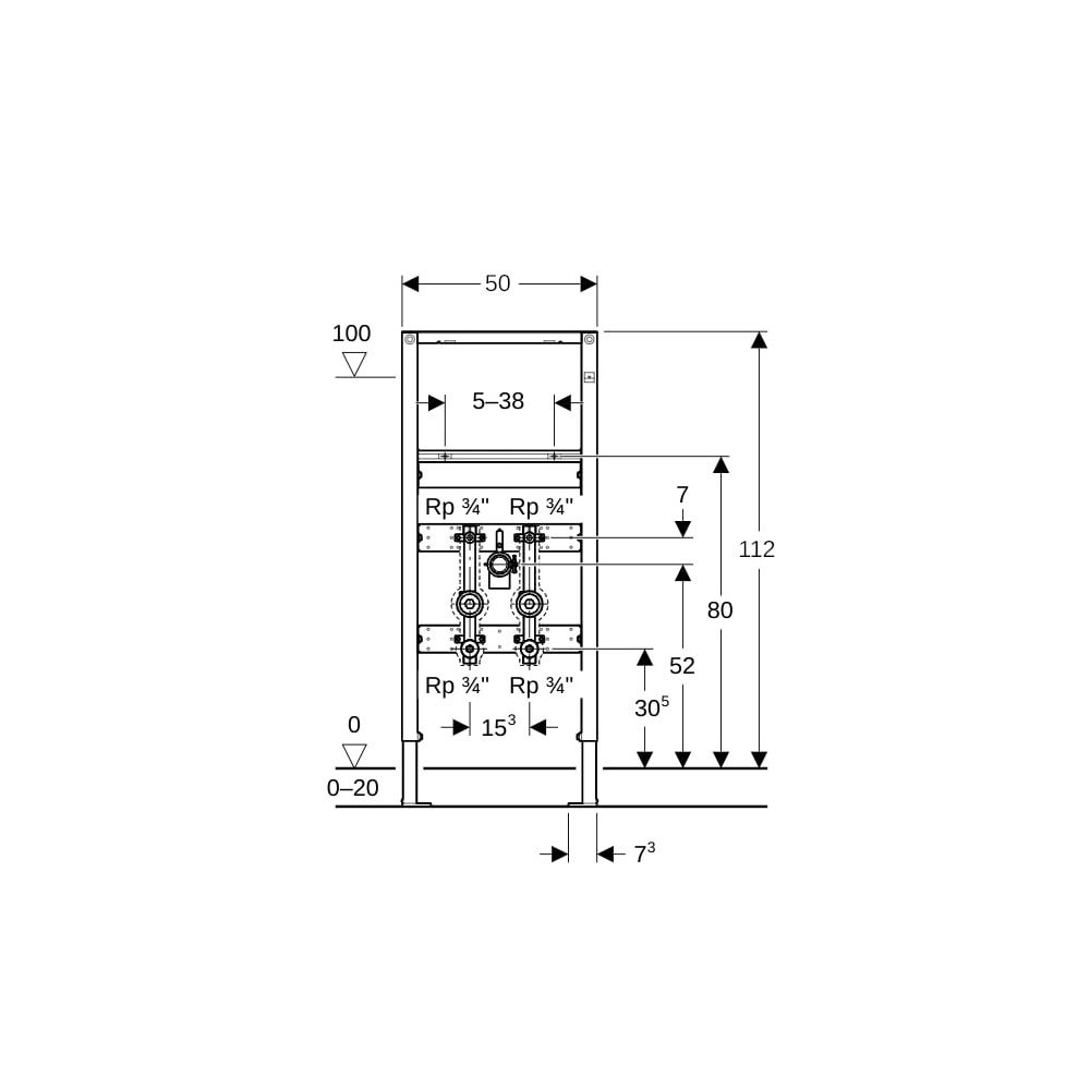 Geberit Duofix Element für Waschtisch 112cm Trockenbau, Standarmatur 2 Wasserzählers... GEBERIT-111473001 4025416635666 (Abb. 6)
