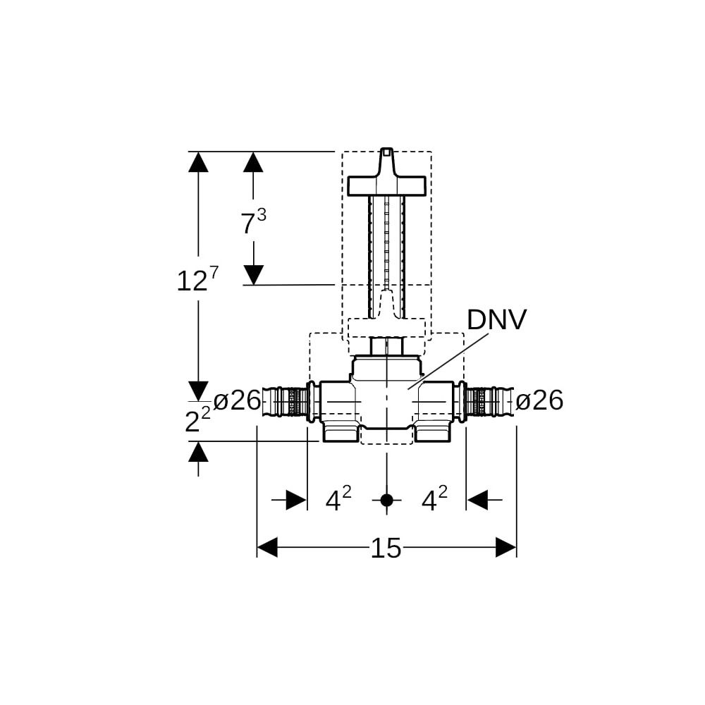 Geberit Mepla Unterputz-Kugelhahn mit Befestigung Außendurchmesser 26mm, 10 bar... GEBERIT-603003001 4025416594499 (Abb. 5)