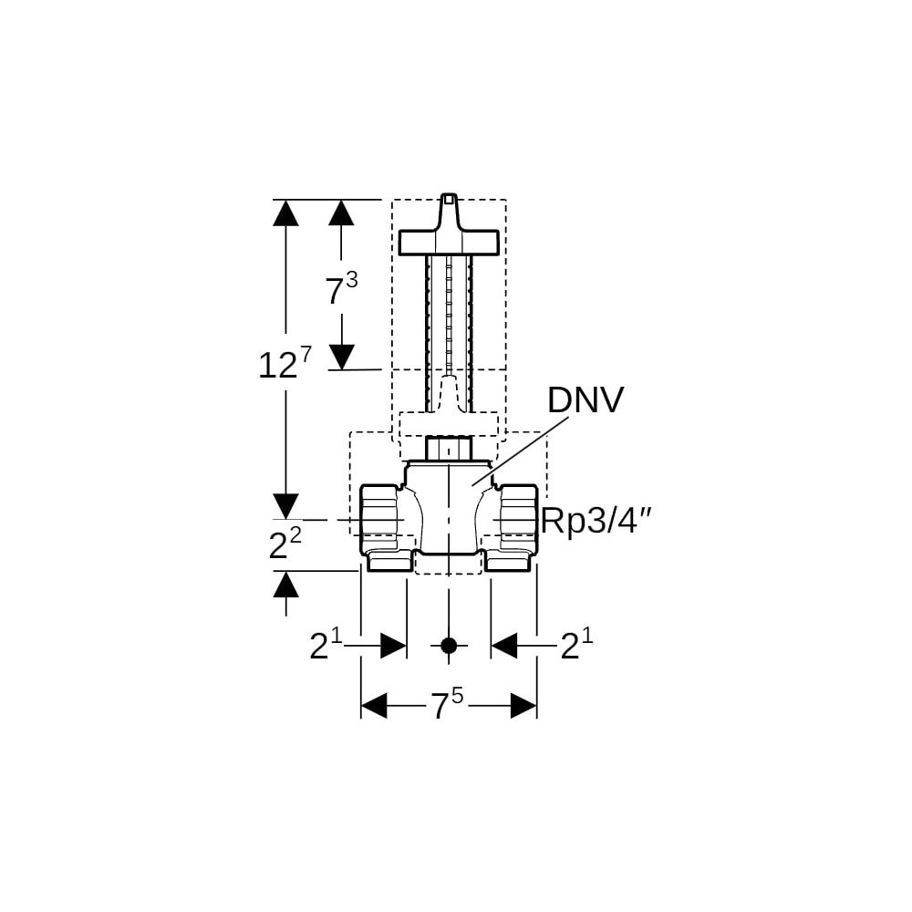 Geberit UP-Kugelhahn mit Befestigung, Rp 3/4″, PN 10 bar, Rotguss bleifrei... GEBERIT-616043001 4025416594567 (Abb. 5)