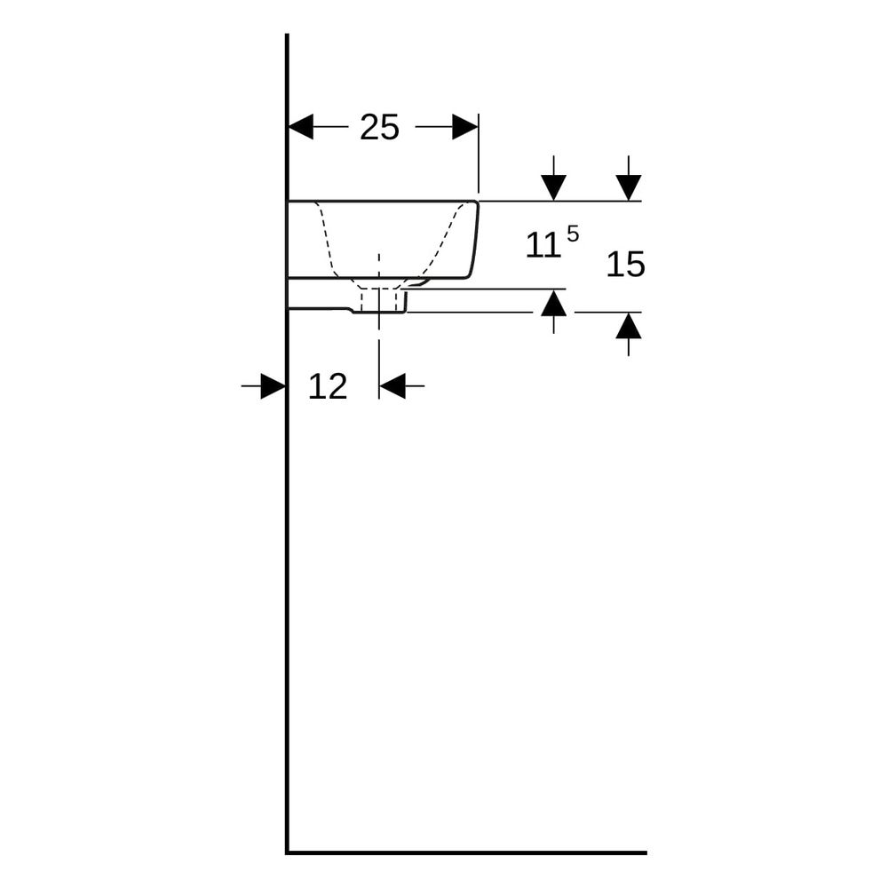 Geberit Renova Compact Handwaschbecken Ablagefläche links verk. Ausladung 50x15x25c... GEBERIT-276150000 4022009327366 (Abb. 12)