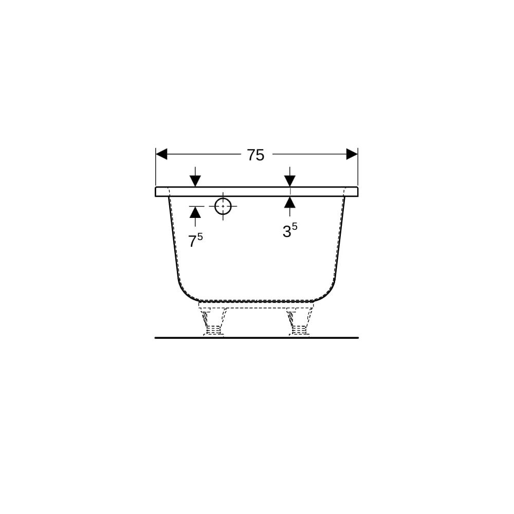 Geberit Renova Fünfeckbadewanne Länge 160cm, Breite 75cm, Abgang links... GEBERIT-657261000 4022009093476 (Abb. 9)
